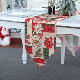 180x35cm Christmas Table Runner Cloth Merry Christmas Decoration for Home Tablecloth Xmas Ornament Navidad Natal New Year Gift (Color: A)